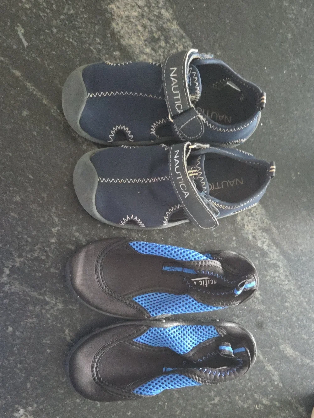 2 Nautica Kids & Pacific Wave Navy and Gray Water Shoes with Hook-and-Loop Strap